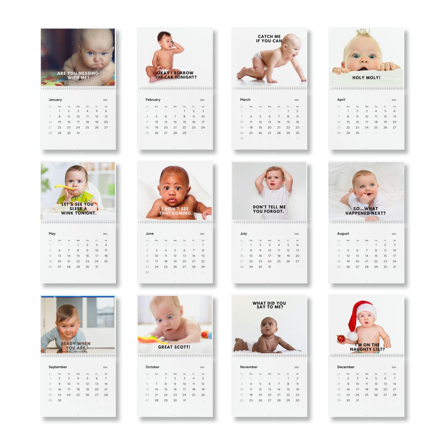 FUNNY BABY CALENDAR 2024 MONTHLY CALENDAR